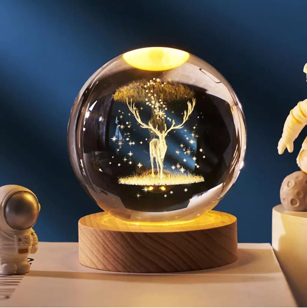 Crystal Ball Deer Forest Lamp
